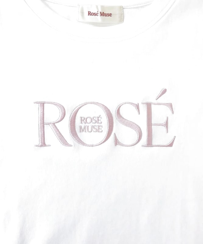 Basic Logo Emb T-Shirt Rose Muse Mirinya Ikolove Sheer