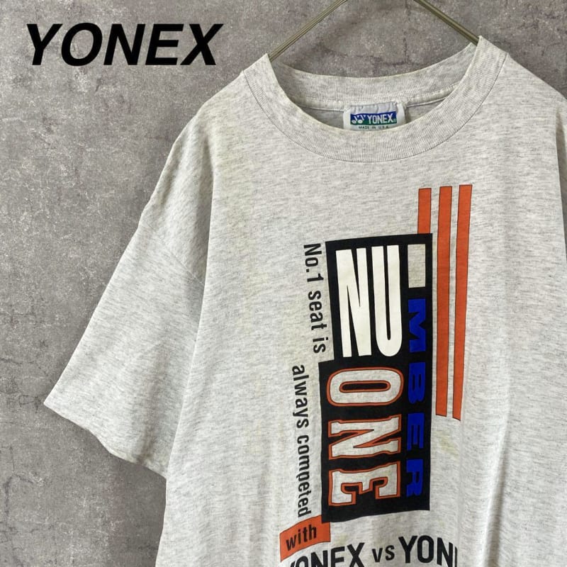 90s USA Made YONEX Gray T-Shirt Men's L Size