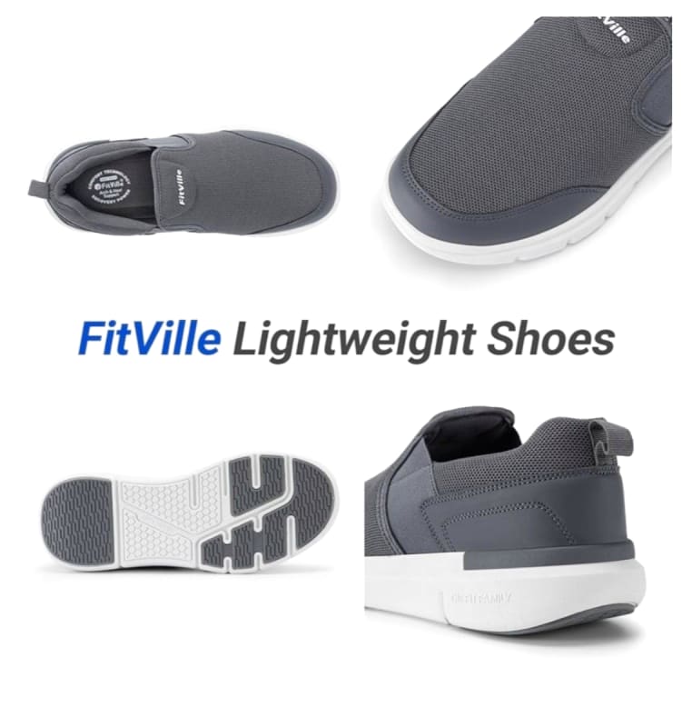 FitVille Slip-On Sneakers Men's Wide 2E 4E