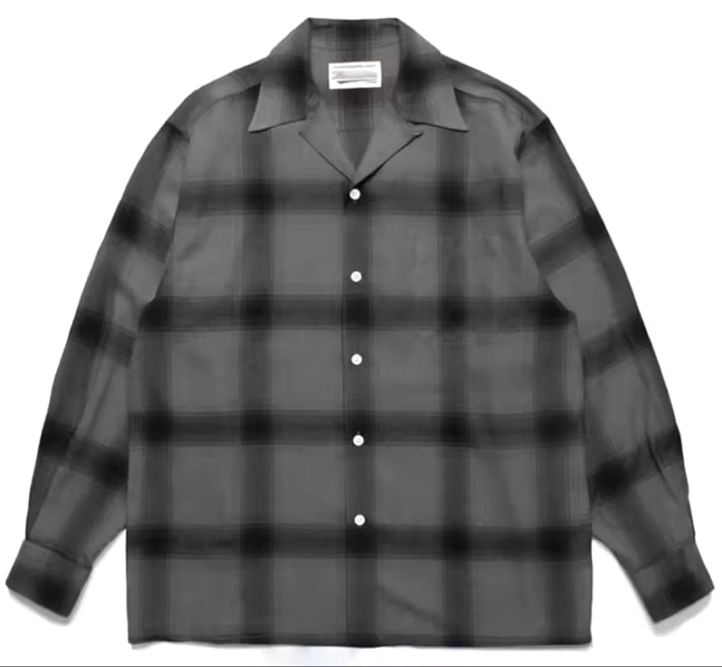 Open Collar Ombre Check Shirt L