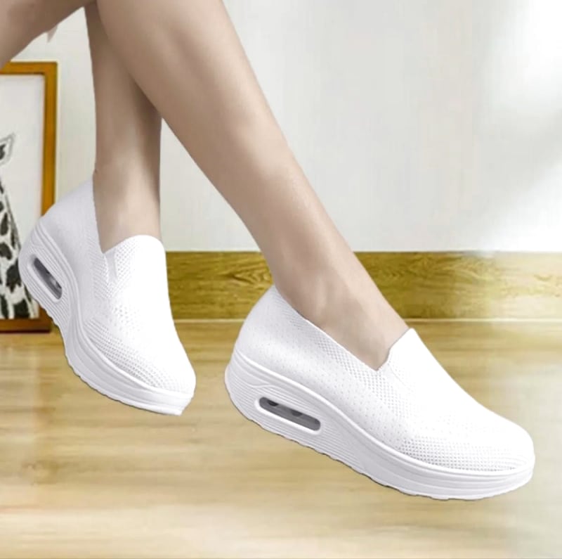 Women's Sneakers White Thick Sole Slip-On 23.5cm