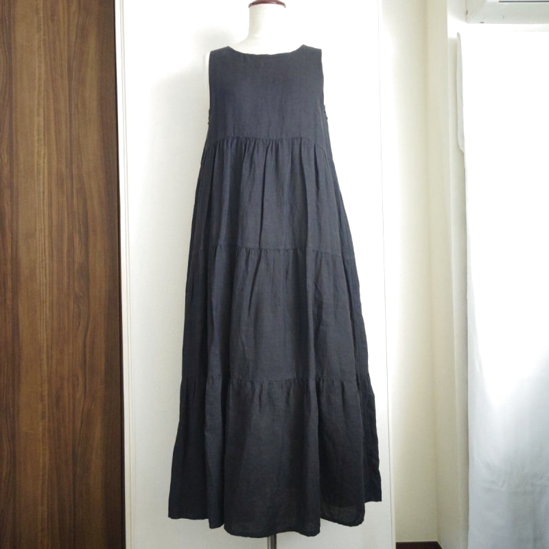 O Neil of Dublin Pinafore Dress in Linen Tiered Maxi Style