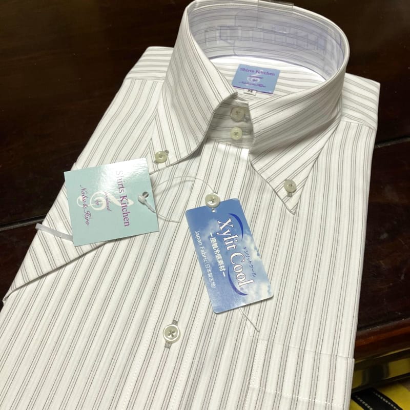 Shirts Kitchen Gray Black Stripe Short Sleeve Shirt M