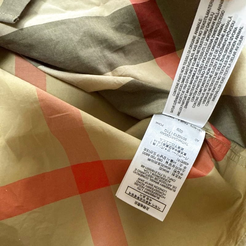 Burberry Long Sleeve Shirt M Beige Brown Check