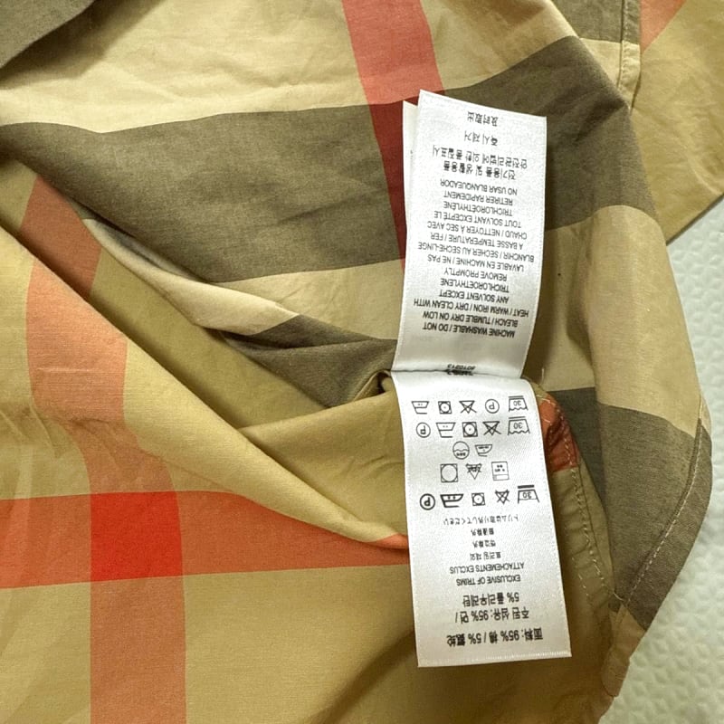 Burberry Long Sleeve Shirt M Beige Brown Check