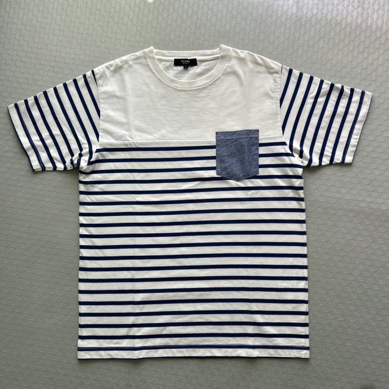 Beams Heart Striped T-Shirt L Size