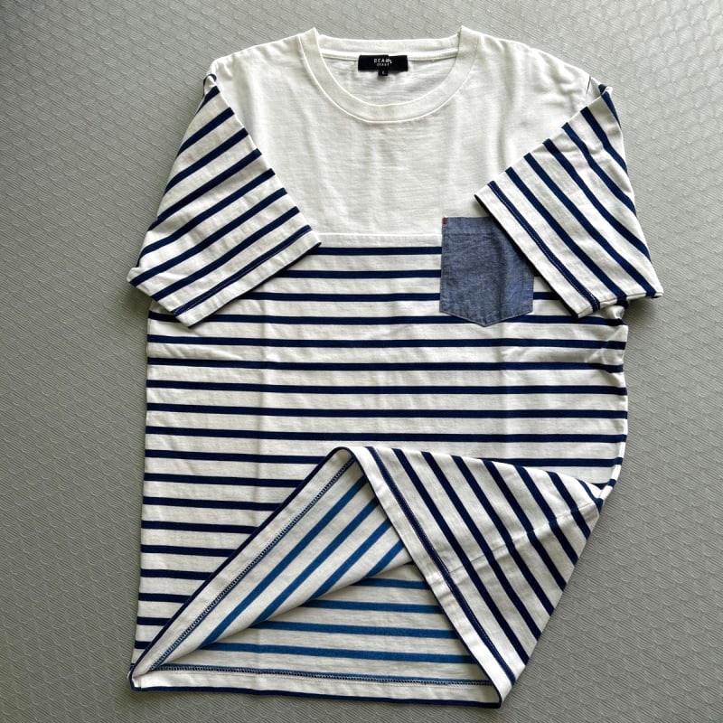 Beams Heart Striped T-Shirt L Size