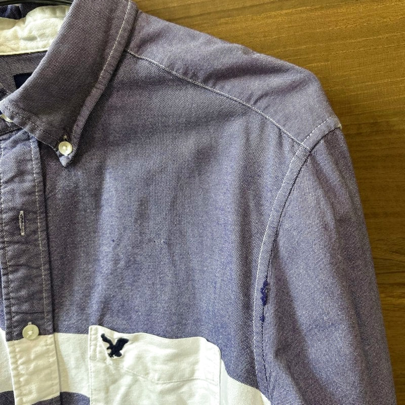 American Eagle Long Sleeve Shirt Blue Stripe