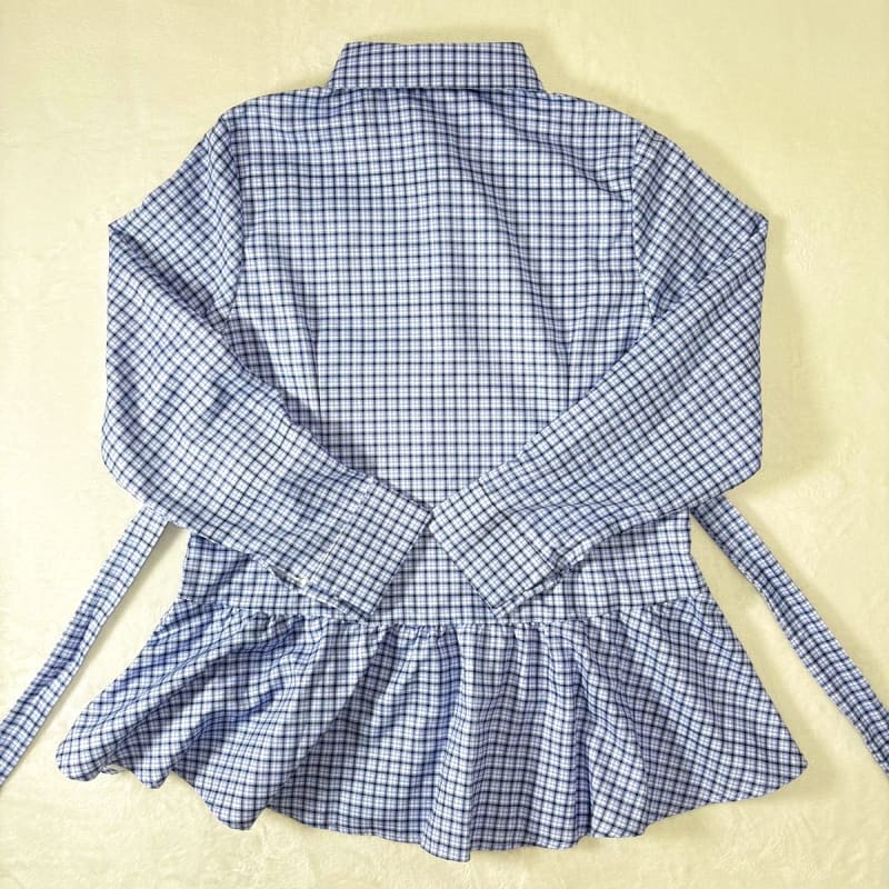 Long Sleeve Checkered Shirt Navy
