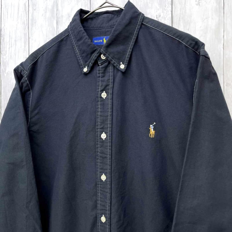 Ralph Lauren Long Sleeve Shirt Men's Black Cotton 100% LG Size 6-517