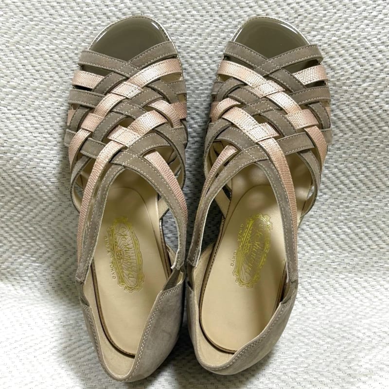 Ginza Yoshinoya Leather Sandals Woven Autumn Color Bicolor New