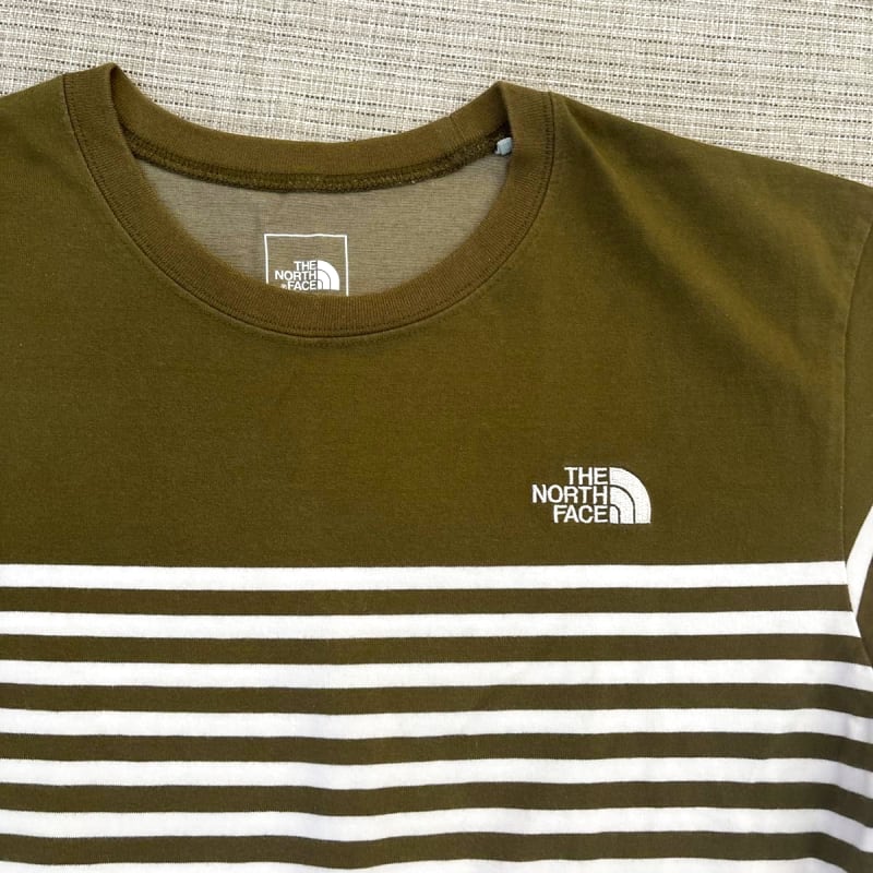 The North Face Striped T-Shirt Khaki White Men's