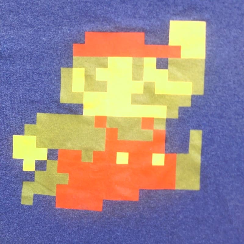 Super Mario T-Shirt L Navy Gray Pixel Art