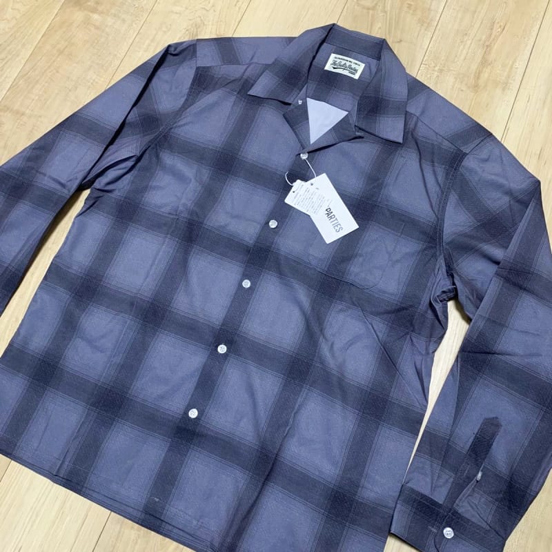 Open Collar Ombre Check Shirt L