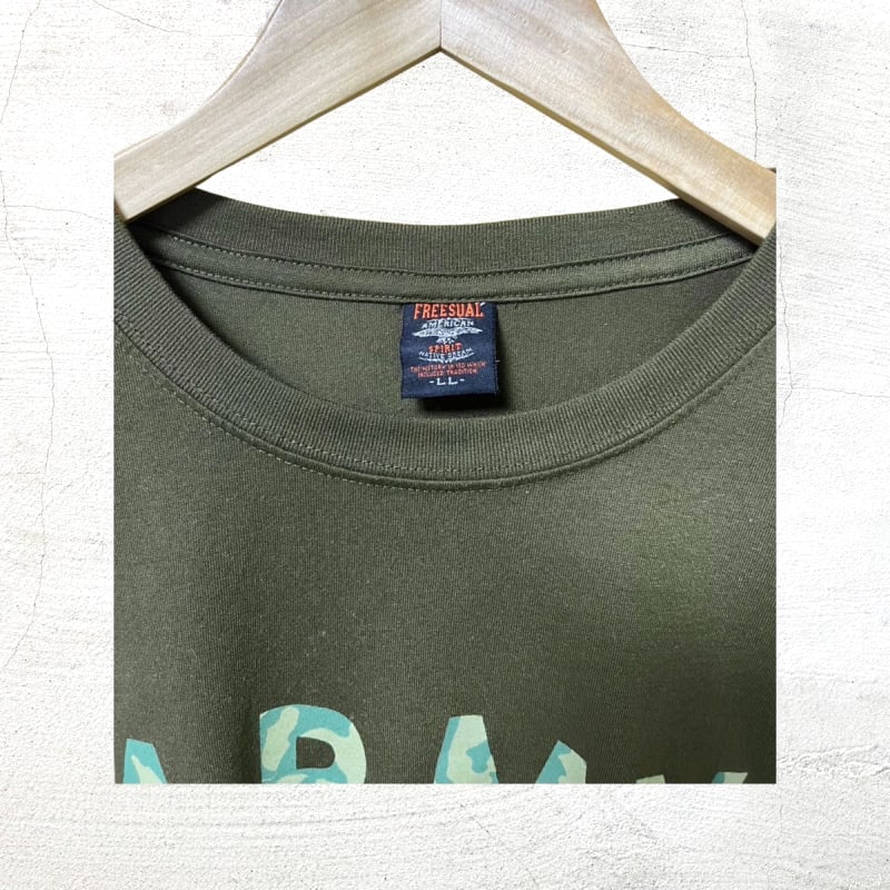 Army Print T-Shirt L Olive Green