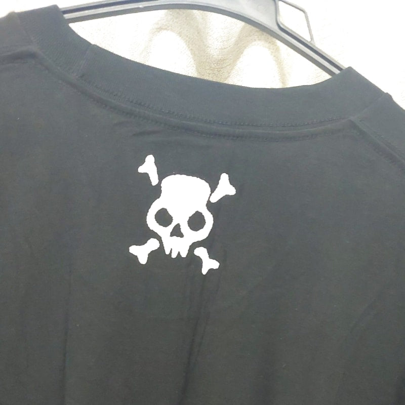 Skull Print Short Sleeve T-Shirt L Black Cotton