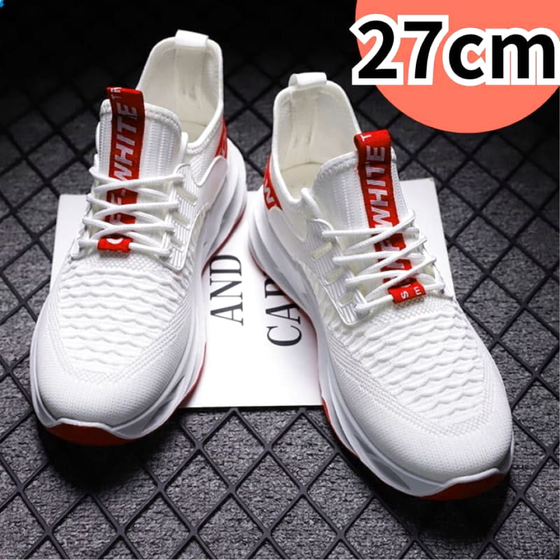 Men's White Sneakers 27cm Breathable Cushioning
