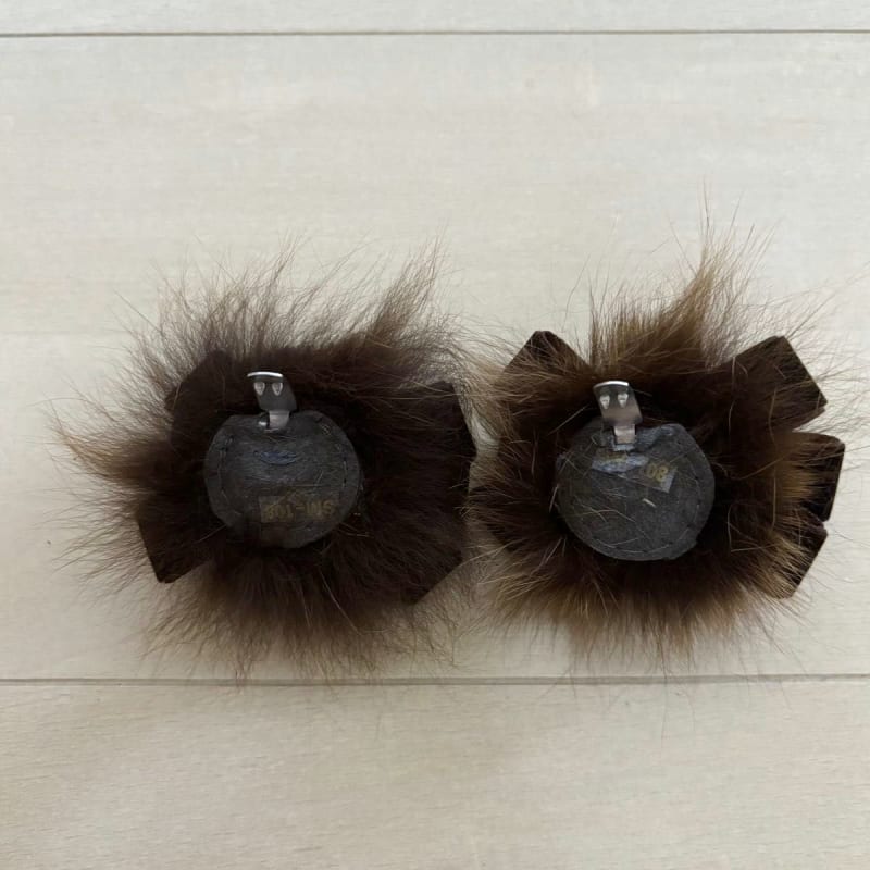 Shoe Clip Fur Beads Brown