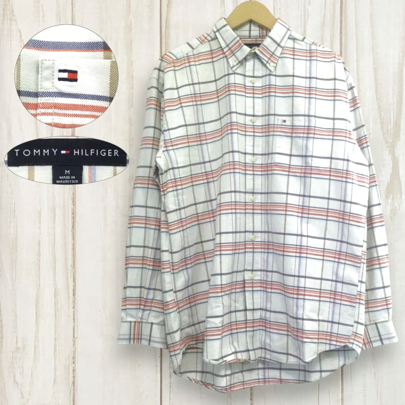 Tommy Hilfiger Logo Embroidered Long Sleeve Shirt With Button Down Check Size L