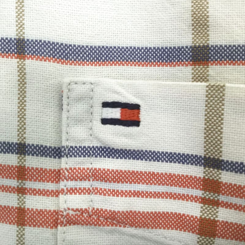 Tommy Hilfiger Logo Embroidered Long Sleeve Shirt With Button Down Check Size L