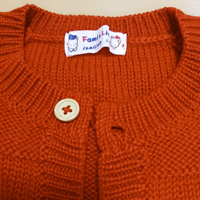 Familiar Cardigan 80 Red Bear Embroidery Retro