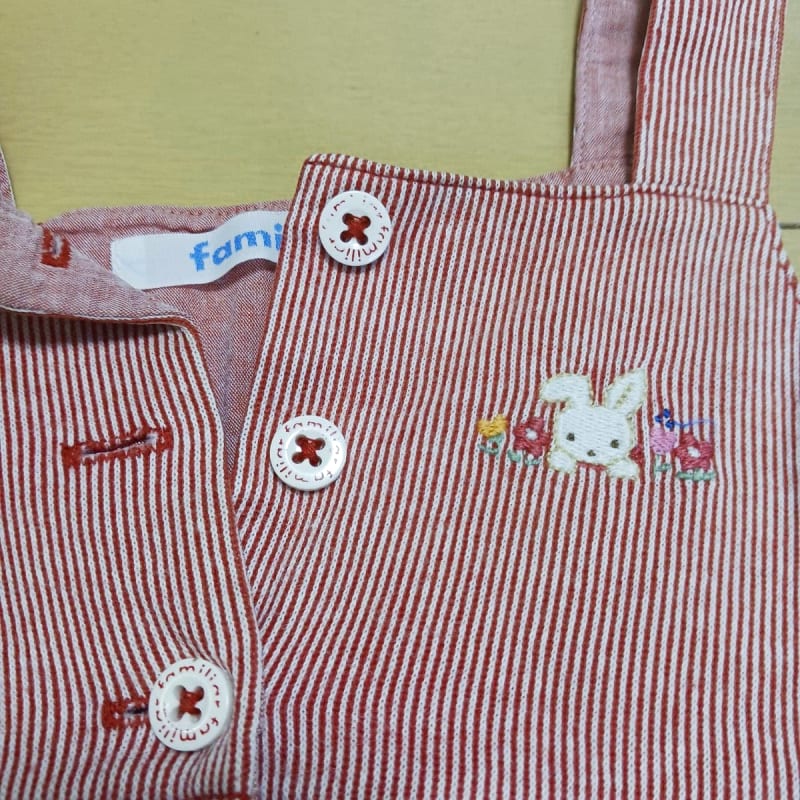 Familiar Baby Dress Red Stripe Rabbit