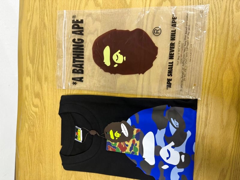 A Bathing Ape T-Shirt Men's M Black Blue Camo New