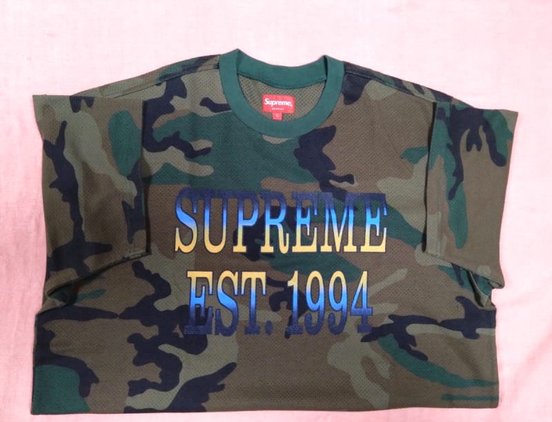 Supreme Short Sleeve Mesh T-Shirt Khaki Camouflage L