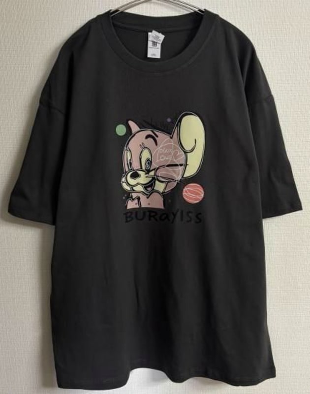 Ladies Tom and Jerry Print Short Sleeve T-Shirt Gray 2XL