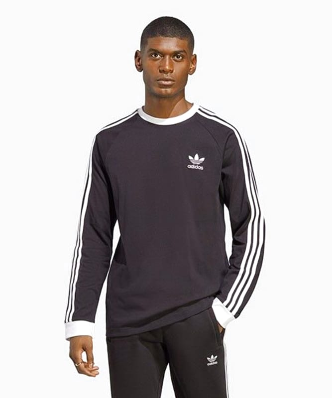Adidas Originals Classics 3 Stripes Long Sleeve T-Shirt Black New