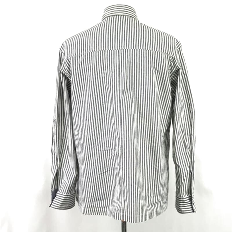Musselburgh Long Sleeve Shirt L White Navy Stripe