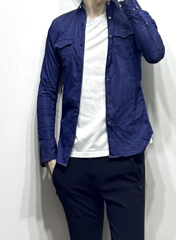 Junhashimoto Fine Stretch Light Denim Western Shirt Size 2 Blue