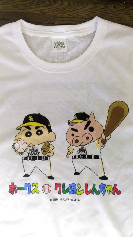Crayon Shin-chan Fukuoka SoftBank Hawks Collaboration T-Shirt L