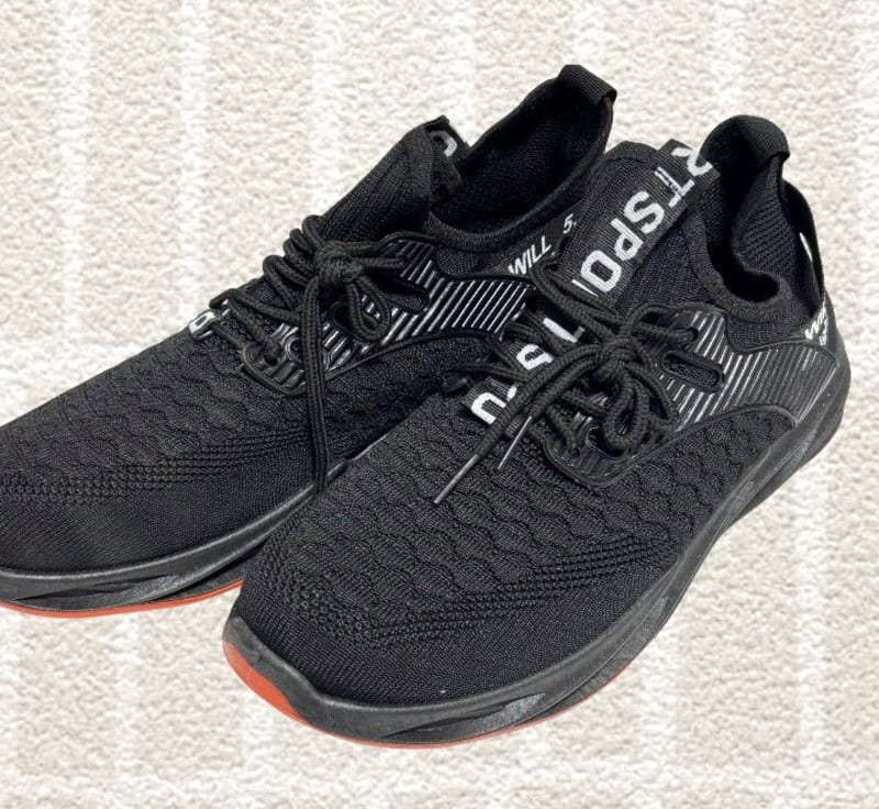 Men's Lightweight Black Running Sneakers 24.5cm