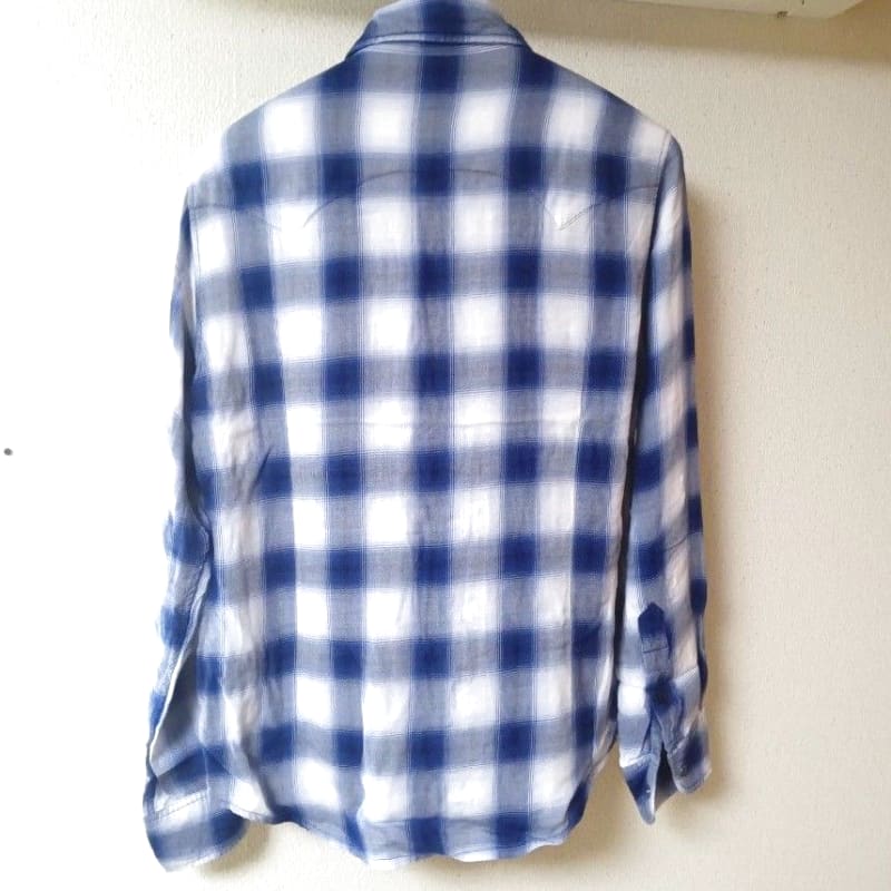TMT Rayon Twill Ombre Check Shirts Blue S