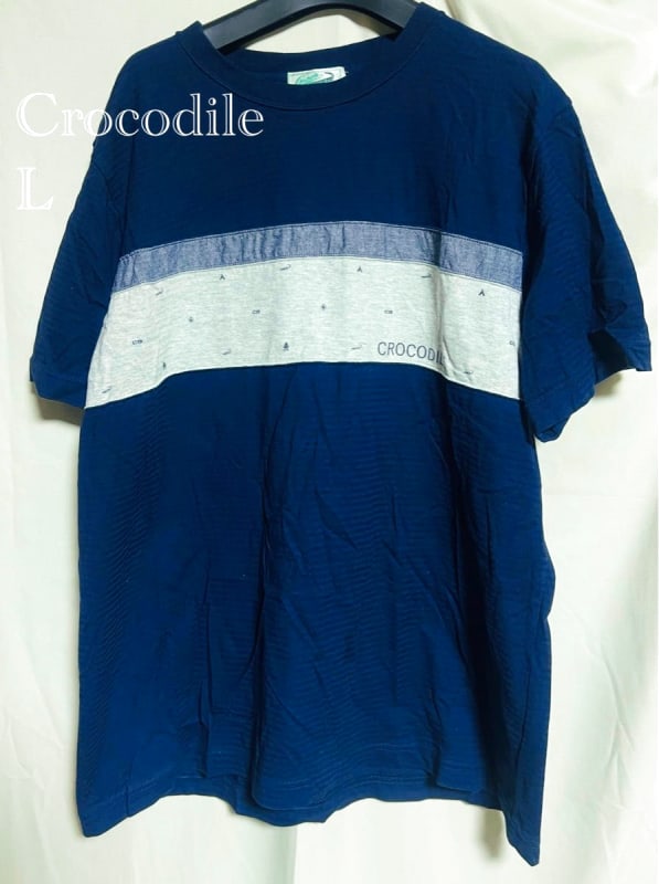 Crocodile Navy Gray T-Shirt Size L