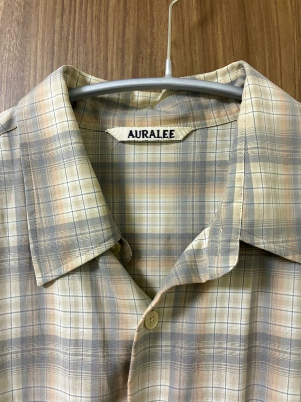 AURALEE Super Light Wool Check Shirts Size 4