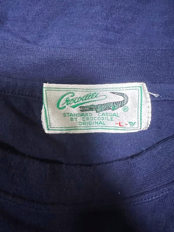 Crocodile Navy Gray T-Shirt Size L