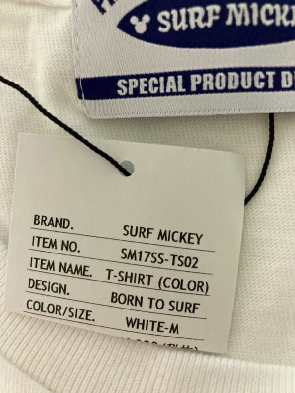 New Surf Mickey T-Shirt M Size White Disney