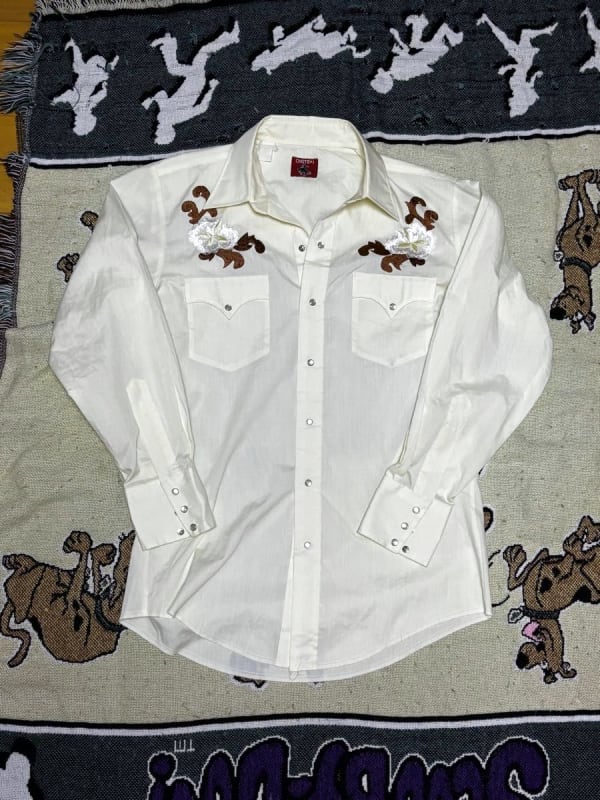 70s Long Sleeve Shirt White Western