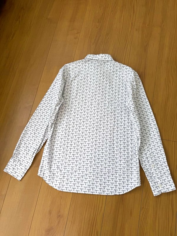 Agnes B Long Sleeve Shirt White Logo Pattern Men's