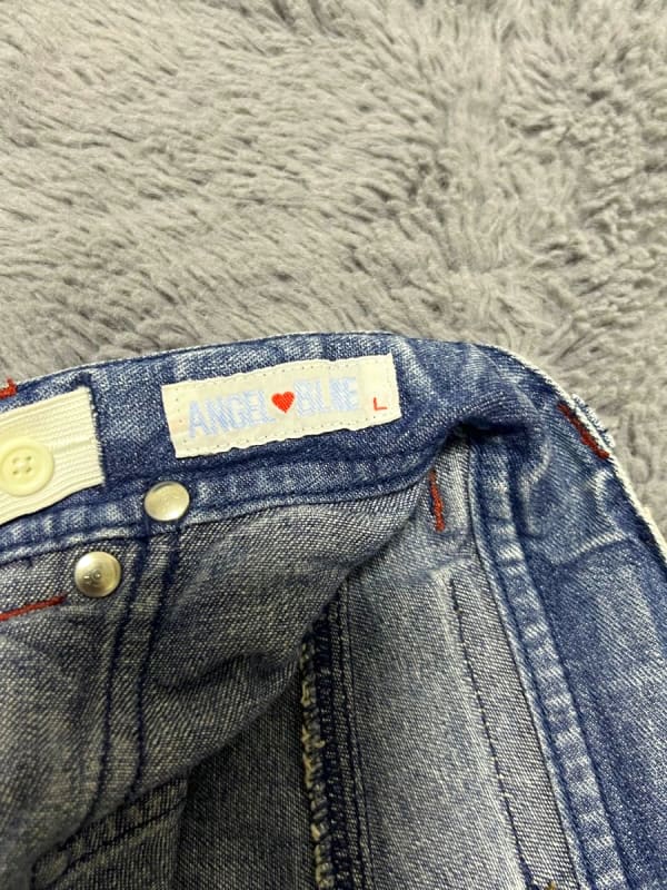 Angel Blue Denim Short Pants With Embroidery