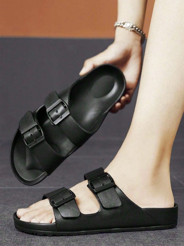 Men's Plus Size Non-Slip Breathable Flat Sandals with Buckle Detail