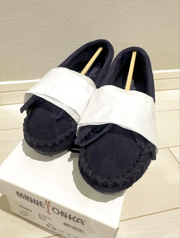 Minnetonka Moccasin Kilty Suede Navy US5.5