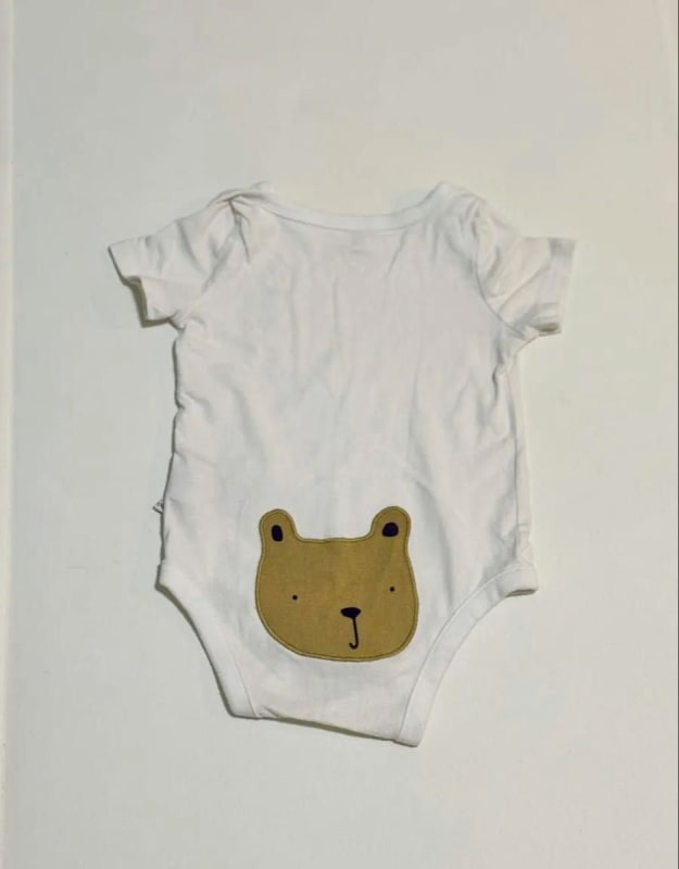 Baby Romper Short Sleeve Bear White 60cm