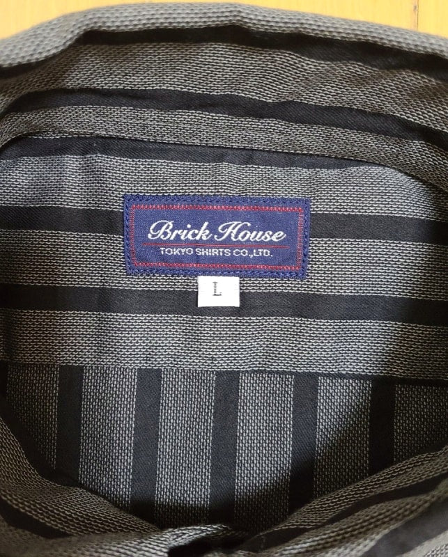 Button Down Long Sleeve Shirt Black Gray Stripe Size L