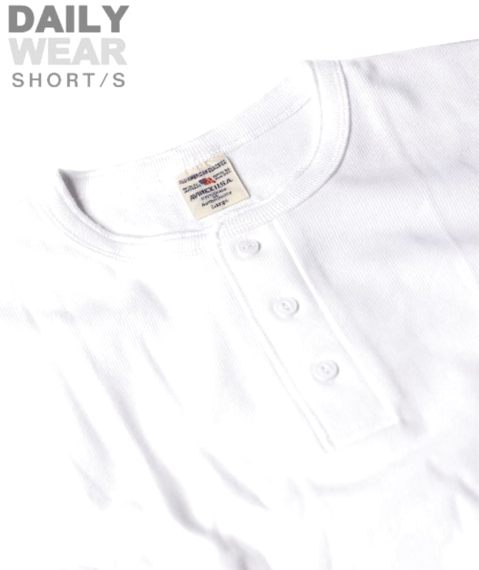 Avirex Henry Neck T-Shirt White New
