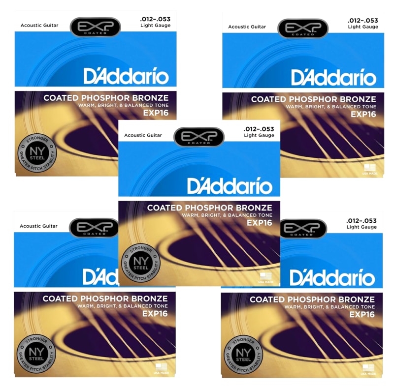 D'Addario EXP16 Acoustic Guitar Strings 12-53 (Set Of 5)