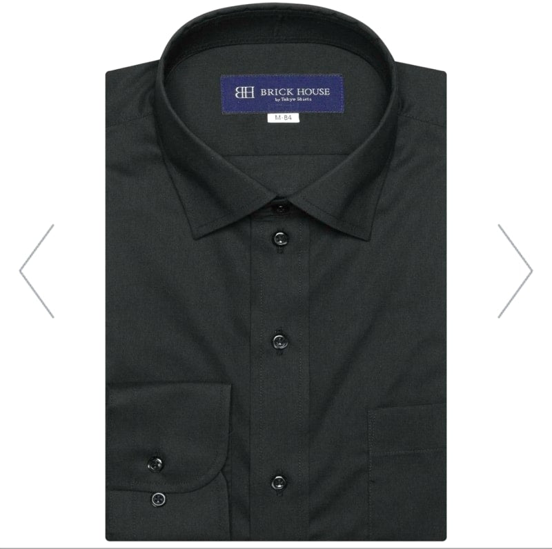 Tokyo Shirts Wrinkle-Free Wide Collar Long Sleeve Shirt Black