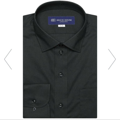Tokyo Shirts Wrinkle-Free Wide Collar Long Sleeve Shirt Black